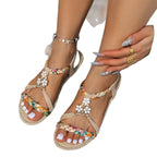 Summer New Wedge Platform Rhinestone Peep Toe Sandals Plus Size Women - D&A