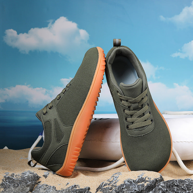 New Wide-toe Running Sports Soft Bottom Indoor Bare Feet Casual Shoes Flying Woven Breathable Mesh Shoes - D&A