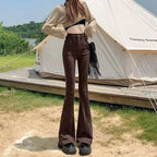 Stretchy High Waist Slimming Design Sense High Street Bell-bottom Pants Tide - D&A