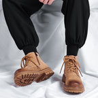 High-top Leather Shoes Leather Zipper Short Boots - D&A