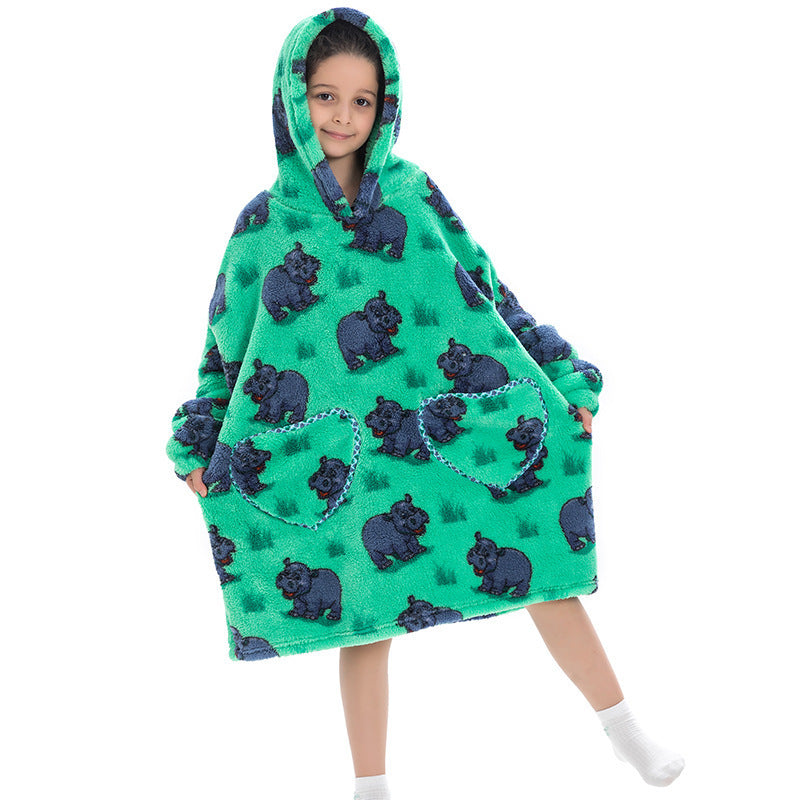 Oversized Thermal Sweatshirt Lazy Sweatshirt Kids Hippo warm clothes One size - D&A