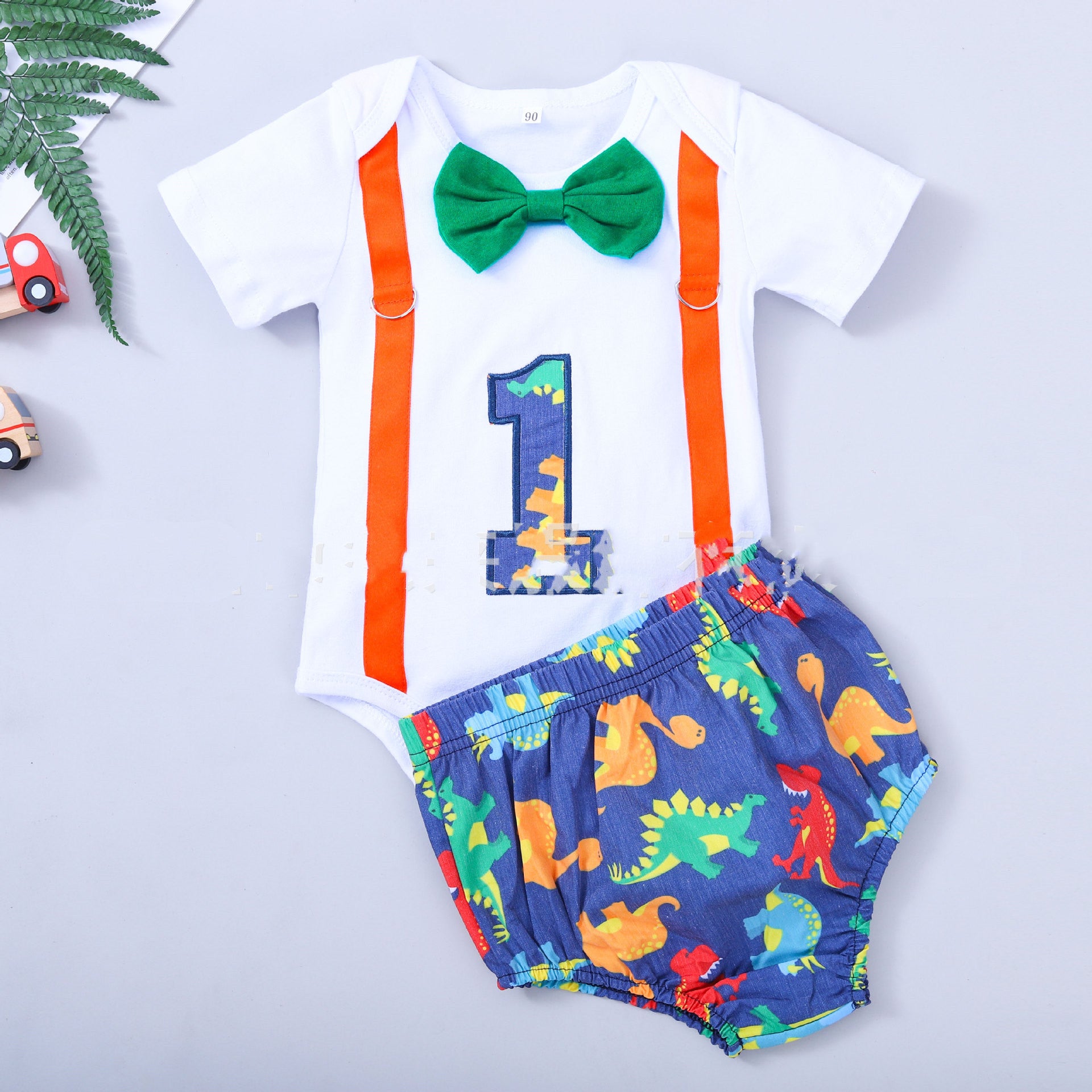 Children's Clothing Summer Clothing Baby Romper Birthday Dinosaur Blue - D&A
