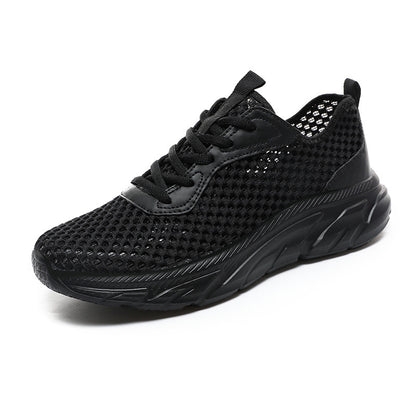 Men's Shoes Hollow-out Breathable Mesh Casual Running Shoes Lightweight Sneaker Black - D&A