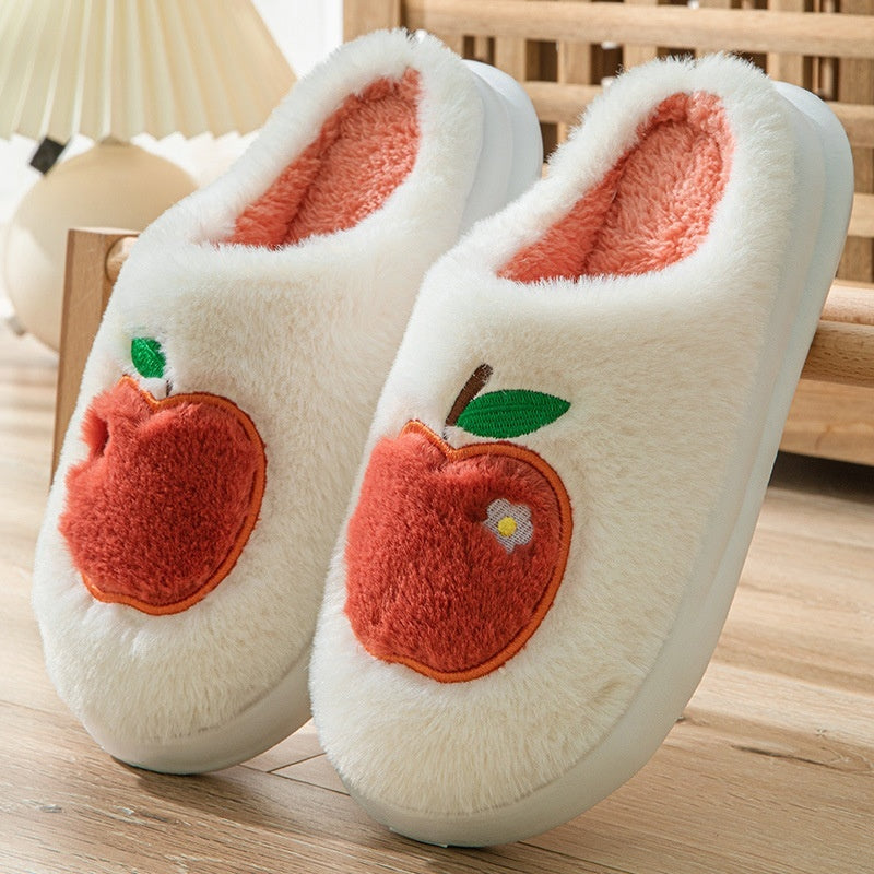 Cotton Slippers Women's Indoor Home Plush Warm Slippers White - D&A