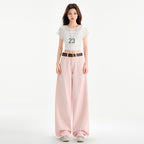 Cherry Blossom Wide Leg Draping Mop Jeans - D&A