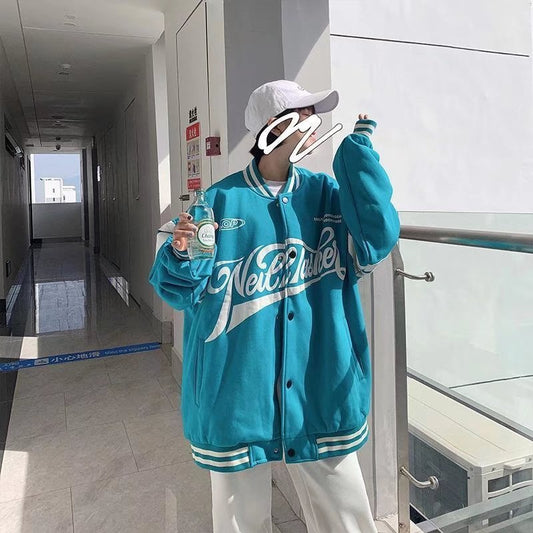 Baseball Uniform Jacket Loose Letters Men And Women Couple Jackets - D&A