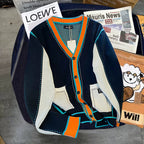 Stitching Contrast Color Knitted Coat Men's Knitwear Sweater - D&A