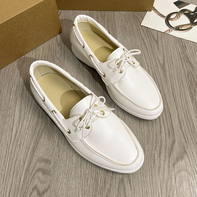 Fall Casual Leather Shoes Men's British Style Simple White - D&A