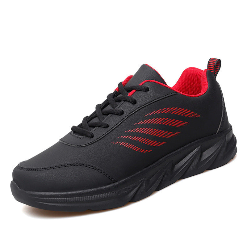 Men's Soft Bottom Light Casual Shoes Teenagers Autumn And Winter Leather Running Shoes - D&A