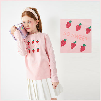 Children's Clothing Girls T-shirts Long-sleeved Girls Big Kids Sweet Cotton Bottoming Shirt - D&A