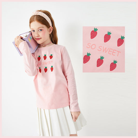 Children's Clothing Girls T-shirts Long-sleeved Girls Big Kids Sweet Cotton Bottoming Shirt - D&A