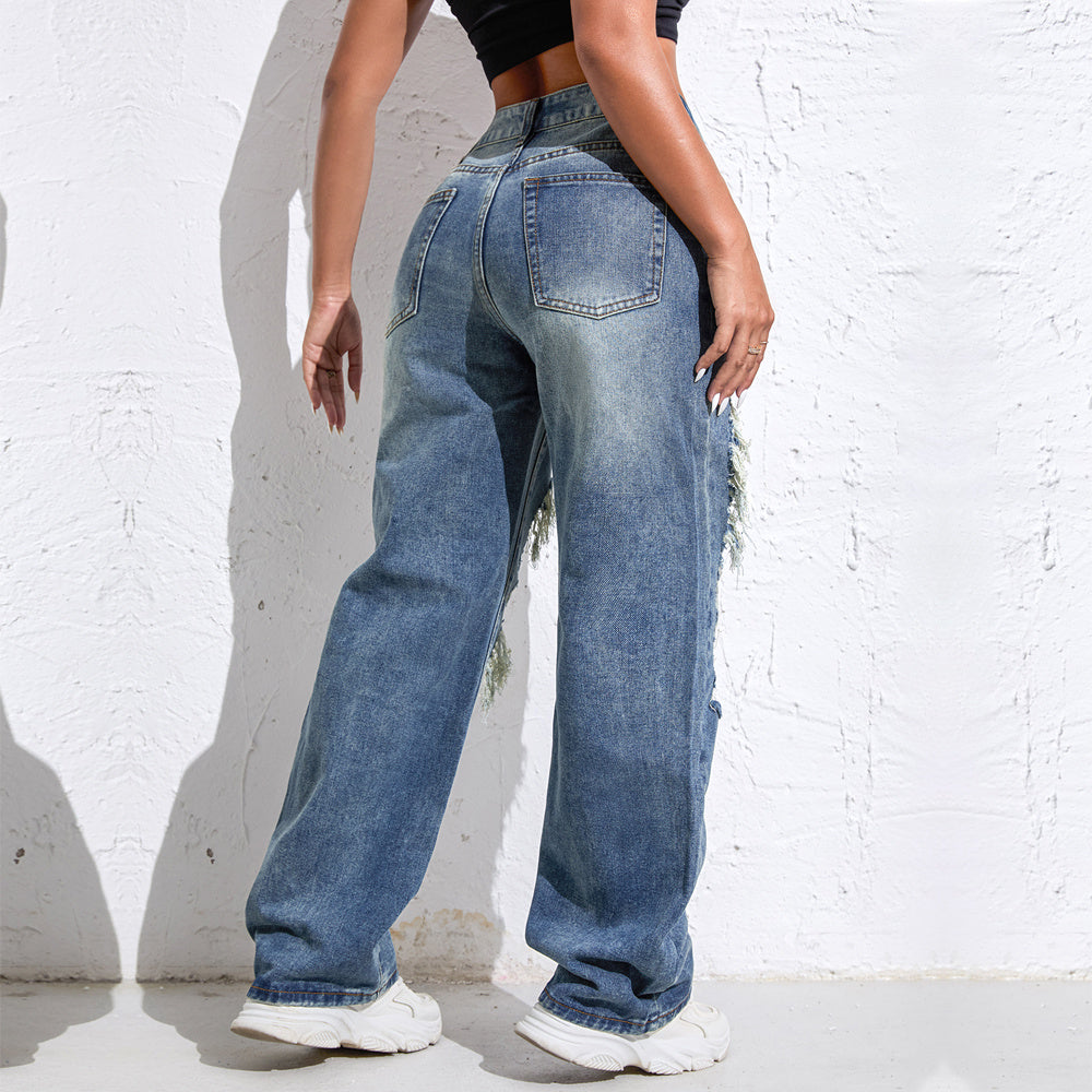 Shascullfites Baggy Jeans Women New American Loose Wide-leg Pants Old Straight Leg Trousers - D&A
