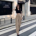 New High Waist Drooping Straight Pear Shapes Pants - D&A