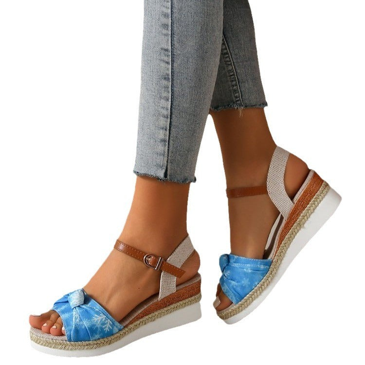 Bowknot Fashion Sandals Fish Mouth Buckle Rope Bottom - D&A