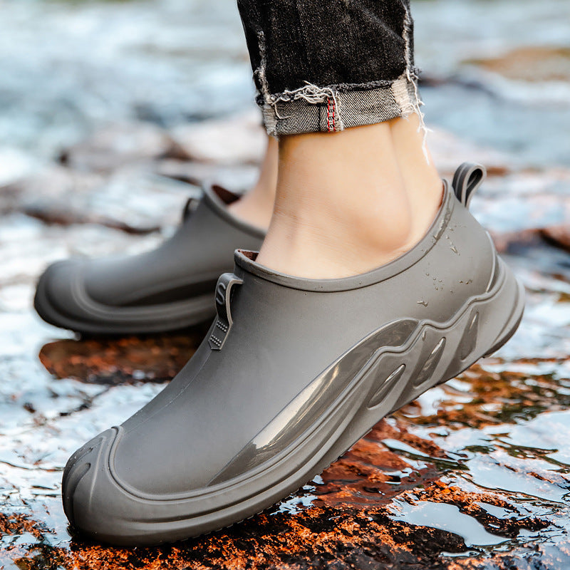 Fashion Personality New Rain Boots Short Men's 998 Gray Thin Shoes - D&A