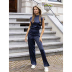 Backless Evening Dress Jumpsuit Solid Color Casual Straight Pants