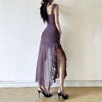 Spring New Women's Sexy Hot Girl Strap Tube Top Split Sheath Long Dress - D&A