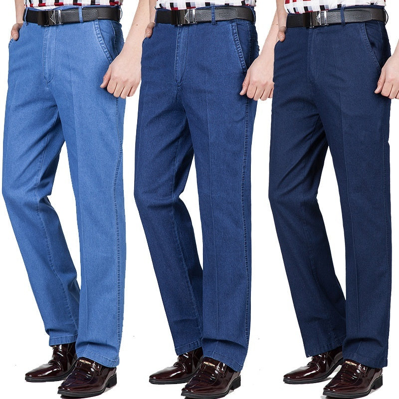 Men's Jeans High Waist Loose Casual Denim Trousers Denim Trousers - D&A