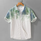 Menswear Hanging Dyed Short-sleeved Shirt Pure Cotton Green - D&A