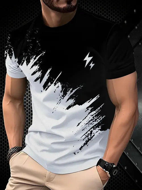 New Fashion Casual High Quality Contrast Color Men's Short Sleeve T-shirt - D&A