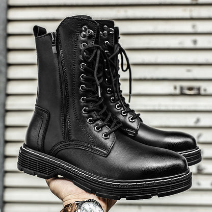 Autumn And Winter Plus Size Men's Long High-top Martin Boots Black - D&A