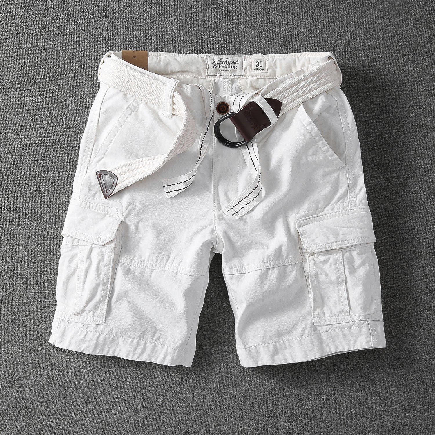 Retro Heavy Casual Overalls Pants White Without Belt - D&A