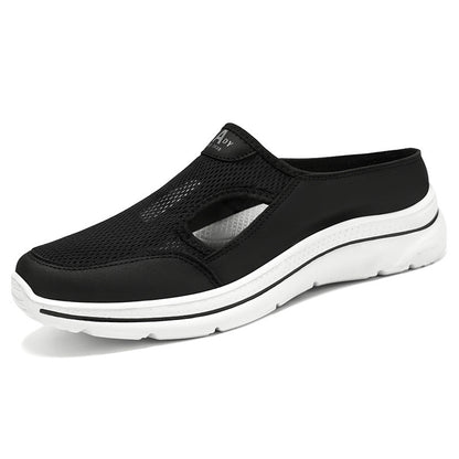 Men's Hollow-out Half Slippers Soft Bottom Comfortable Casual Shoes BTJL87 Black - D&A