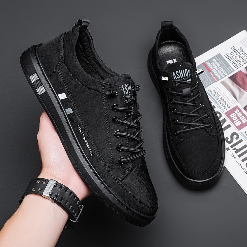 Breathable Ice Silk Cloth Casual Shoes Pure Color Tied Casual And Comfortable Low Top Sneaker - D&A