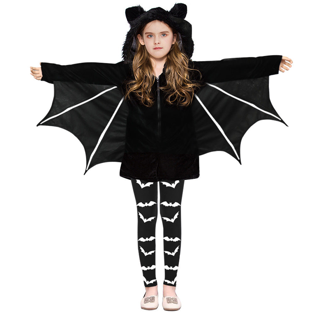 New Halloween Kids Costume Bat Cape Skeleton Top and Pants - D&A