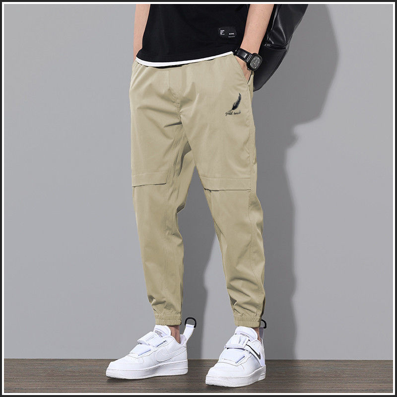 Overalls Men's Velvet Padded Casual Pants Thin Feather Khaki - D&A