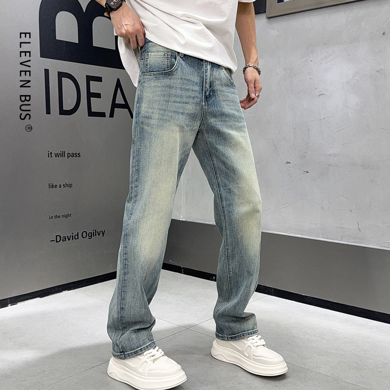 Men's Loose Elastic Casual Light Blue Jeans - D&A