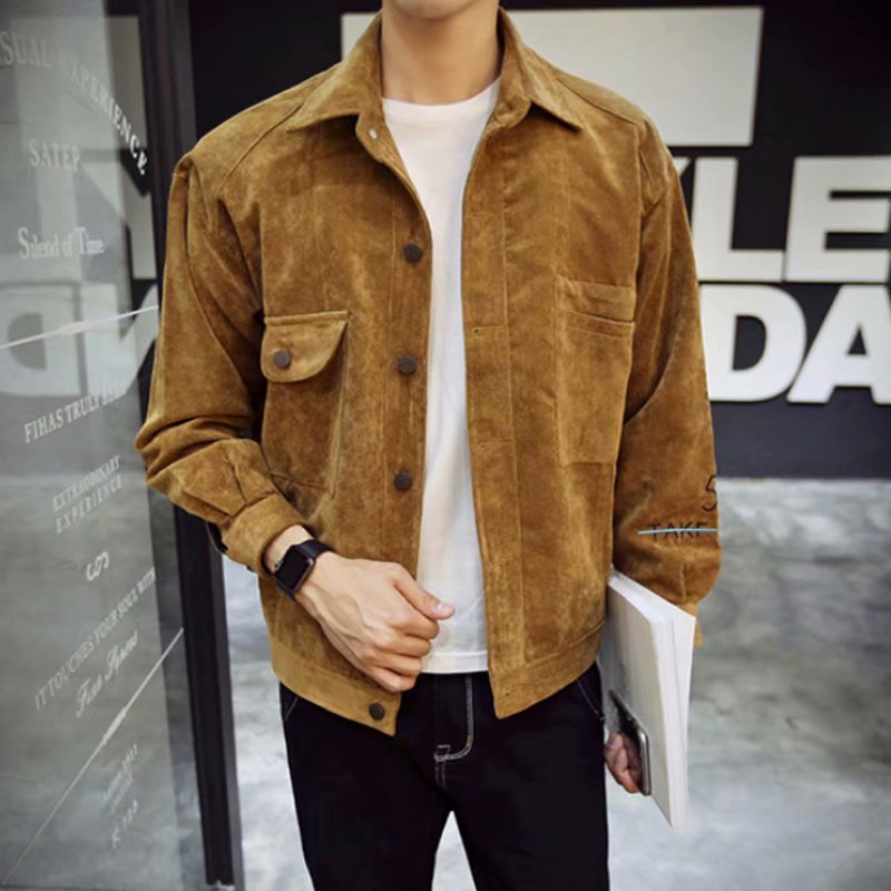 Jackets Men Single Breasted Pockets Leisure Slim Solid Simple - D&A