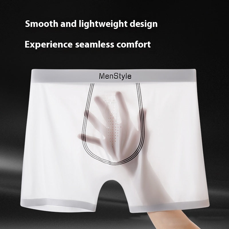 Satin Ice Silk Breathable Single-layer Bottom Crotch Seamless Boxers - D&A