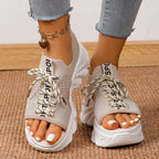 Women's Shoes Fashion Hollowed-out Mid Heel Mesh Sports Platform Sandals - D&A