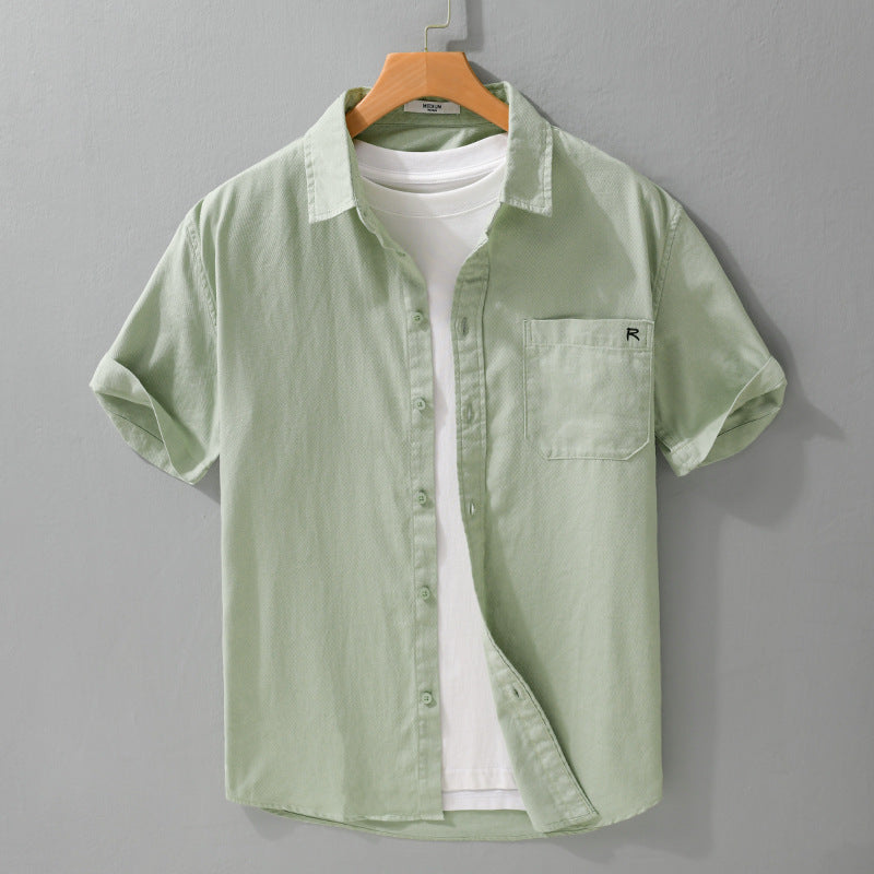 Summer Menswear Simple All-matching Short-sleeved Shirt Water Green - D&A