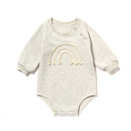 Spring And Autumn Romper R Baby Long Sleeve Waffle BeigeCotton Rope - D&A