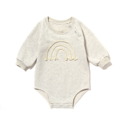 Spring And Autumn Romper R Baby Long Sleeve Waffle BeigeCotton Rope - D&A