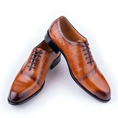 Men's Dress Shoes First Layer Cowhide Handmade Brown - D&A