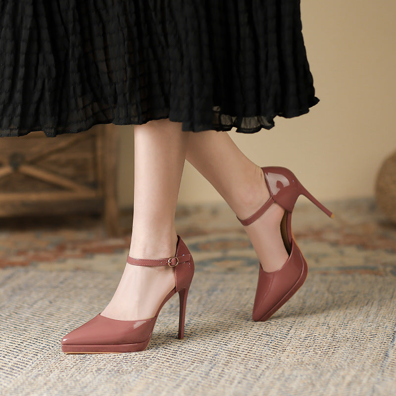 Pointed-toe Waterproof Platform Hollow 10 5cm Women's High Heels - D&A