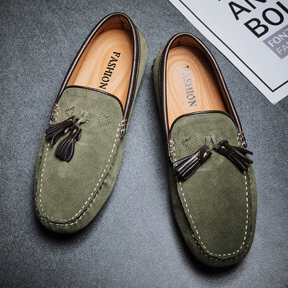Pigskin All-match Men's Tods Casual Shoes Street Hipster High Army Green - D&A