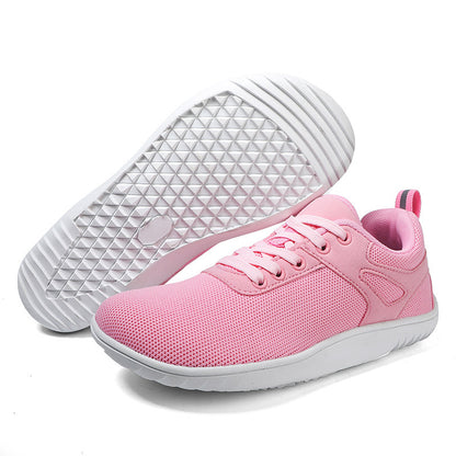 New Wide-toe Running Sports Soft Bottom Indoor Bare Feet Casual Shoes Flying Woven Breathable Mesh Shoes Pink - D&A