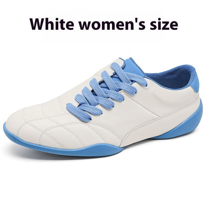 Oblique Lace-up Flat Retro Sports Casual Shoes White Female - D&A