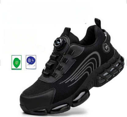 Men's Wear-resistant Workwear Breathable Fly Woven Shoes Black3510 - D&A