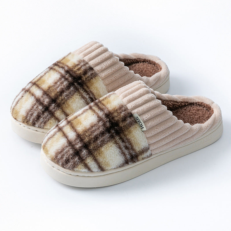 Leisure Home Comfortable Soft Cotton Slippers Coffee - D&A