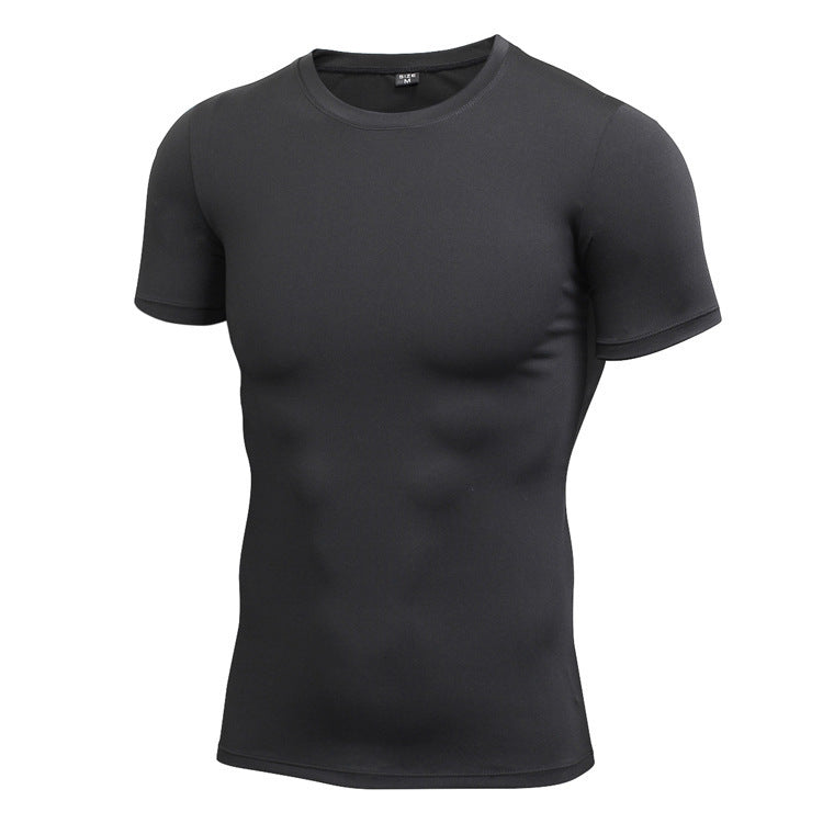 Men's Stretch Quick Drying Clothes Short-sleeved Shirt Black - D&A