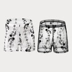 Mesh Sexy Arrow Loose Four-corner Transparent Lace Personality Pants Black And White - D&A