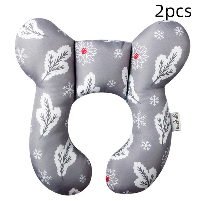 Infant Pillow Baby Bed U-Shaped Safety Seat Neck Guard Fixed Stereotyped Stroller Pillow Grey snowflake 2pcs OPP - D&A