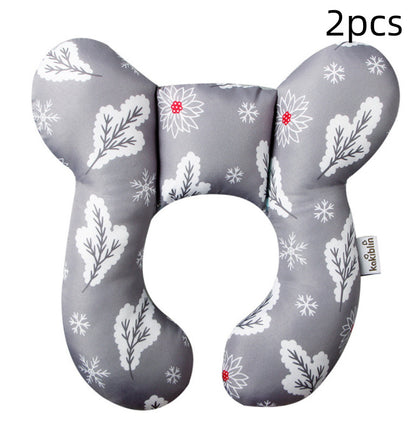 Infant Pillow Baby Bed U-Shaped Safety Seat Neck Guard Fixed Stereotyped Stroller Pillow Grey snowflake 2pcs OPP - D&A
