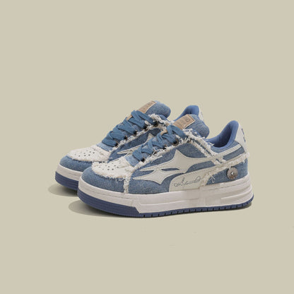Men's Fashionable Versatile Student Shoes Denim Color - D&A