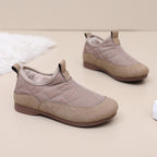 Winter Cloth Shoes For Women Plus Velvet Soft Bottom One Pedal Cotton Shoes Warm Flat Bottom Gommino Khaki Smaller Size - D&A